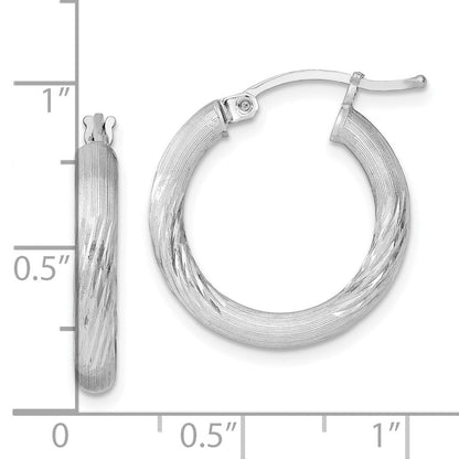 Sterlingsilber Rhodiniert 3mm Poliert/satin Diamantiert Creolen