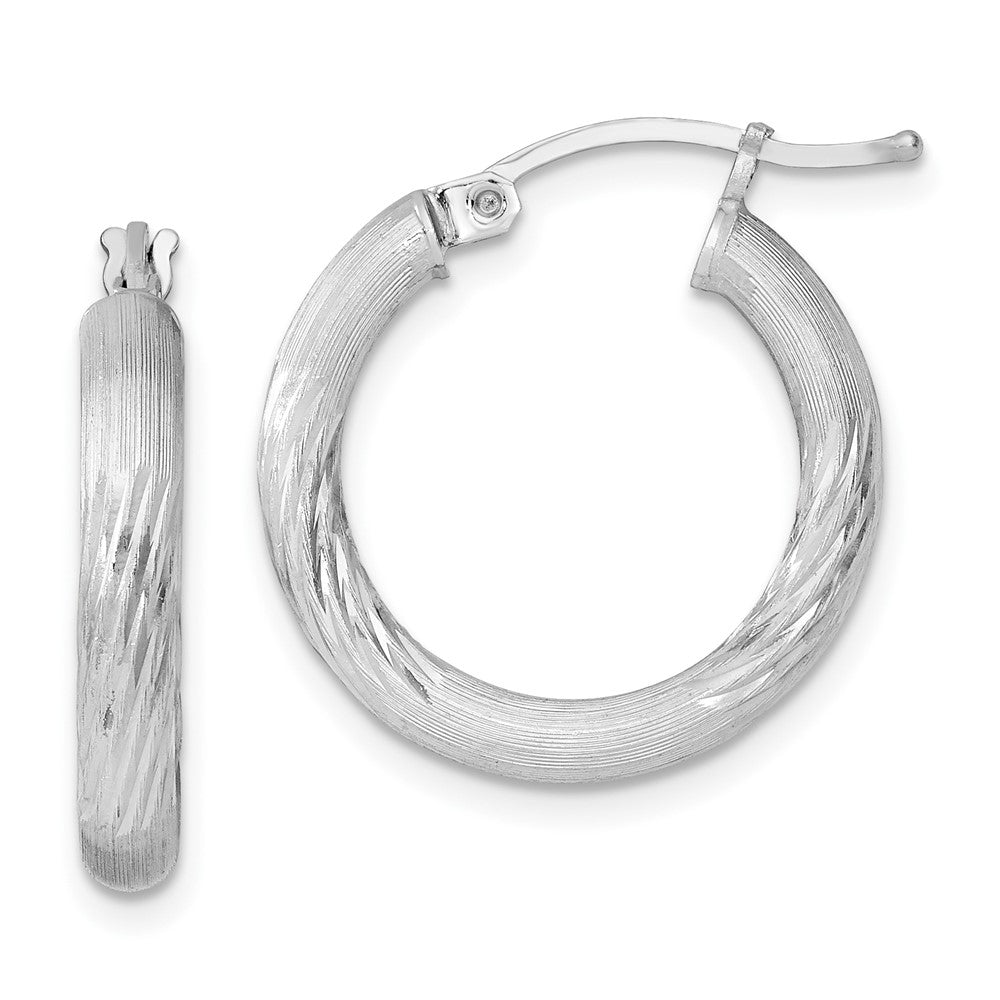 Sterlingsilber Rhodiniert 3mm Poliert/satin Diamantiert Creolen