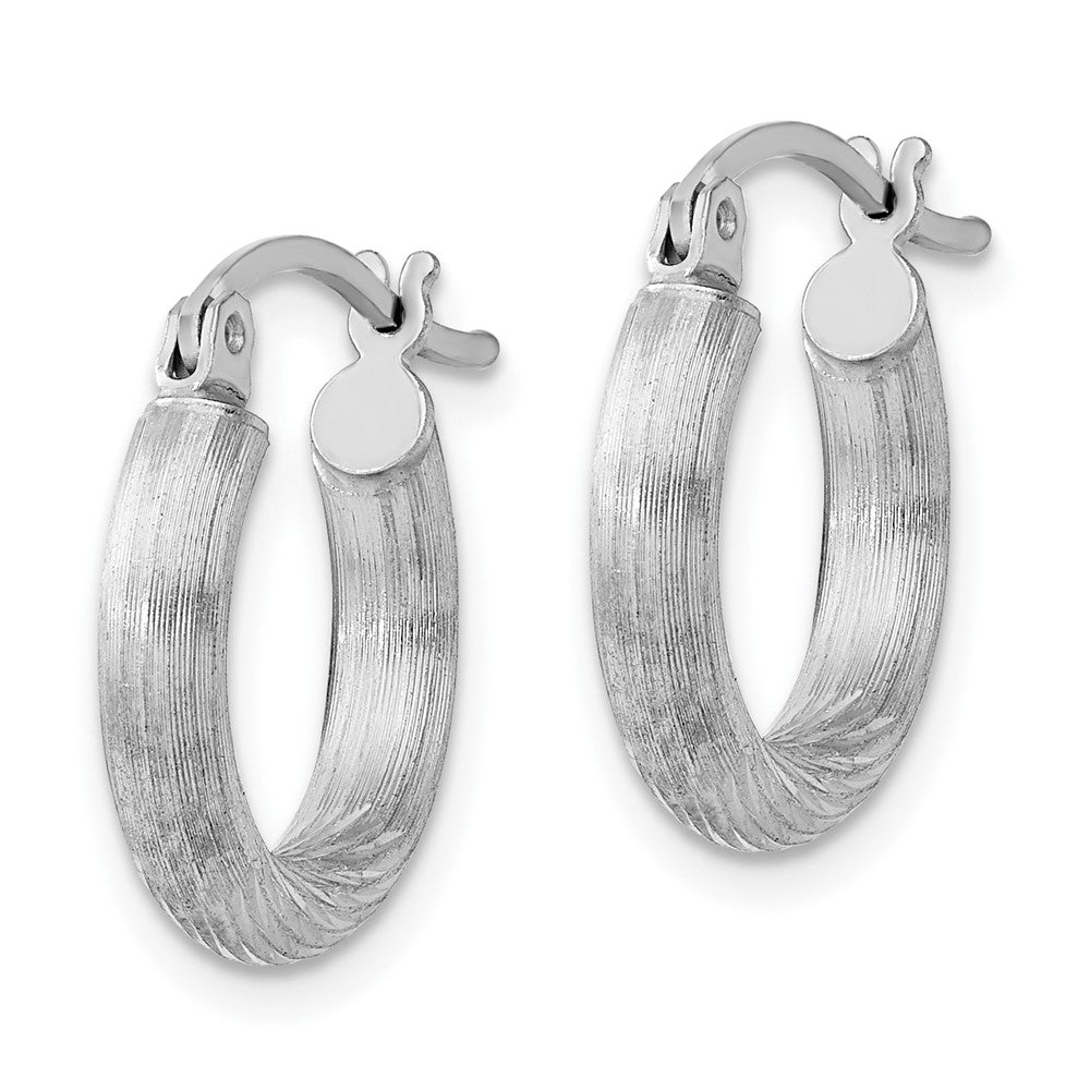 Sterlingsilber Rhodiniert 3mm Poliert/satin Diamantiert Creolen