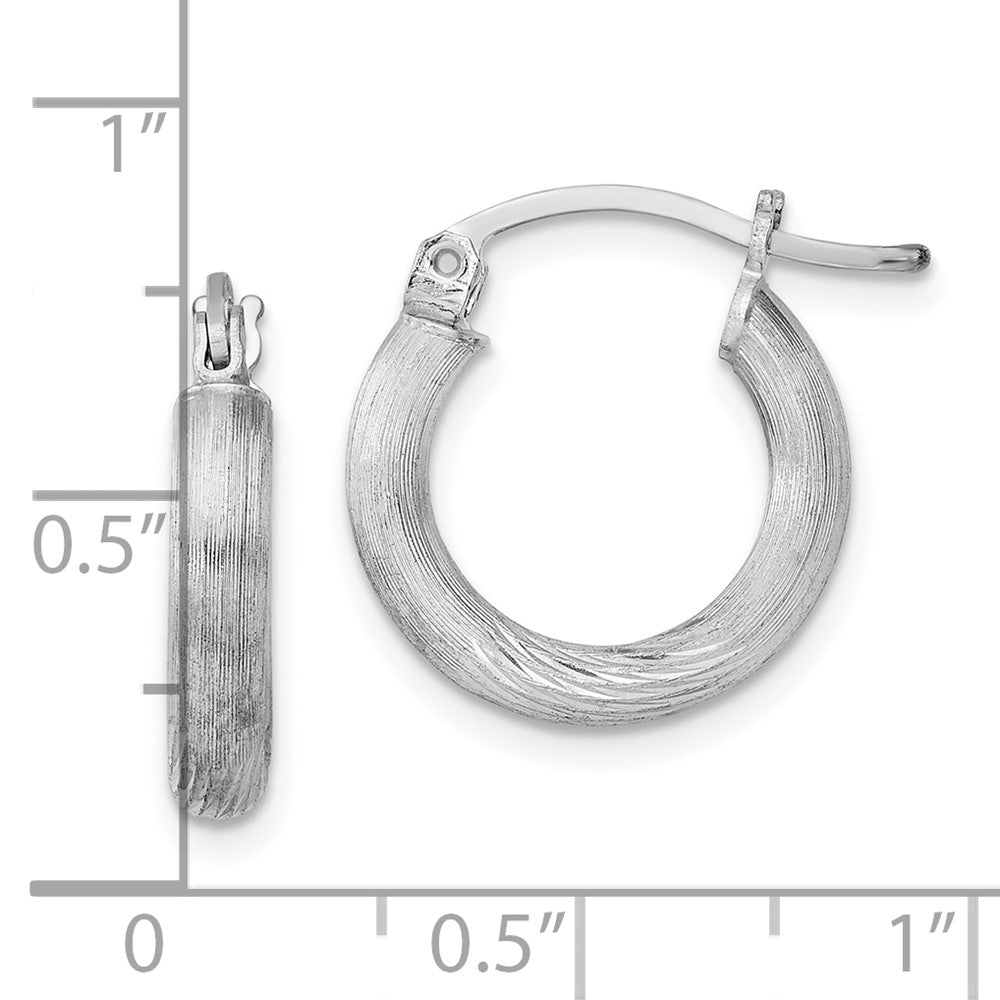 Sterlingsilber Rhodiniert 3mm Poliert/satin Diamantiert Creolen