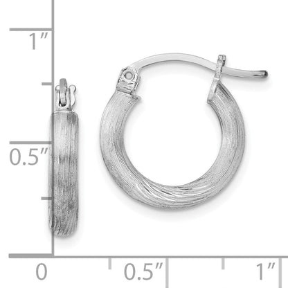 Sterlingsilber Rhodiniert 3mm Poliert/satin Diamantiert Creolen