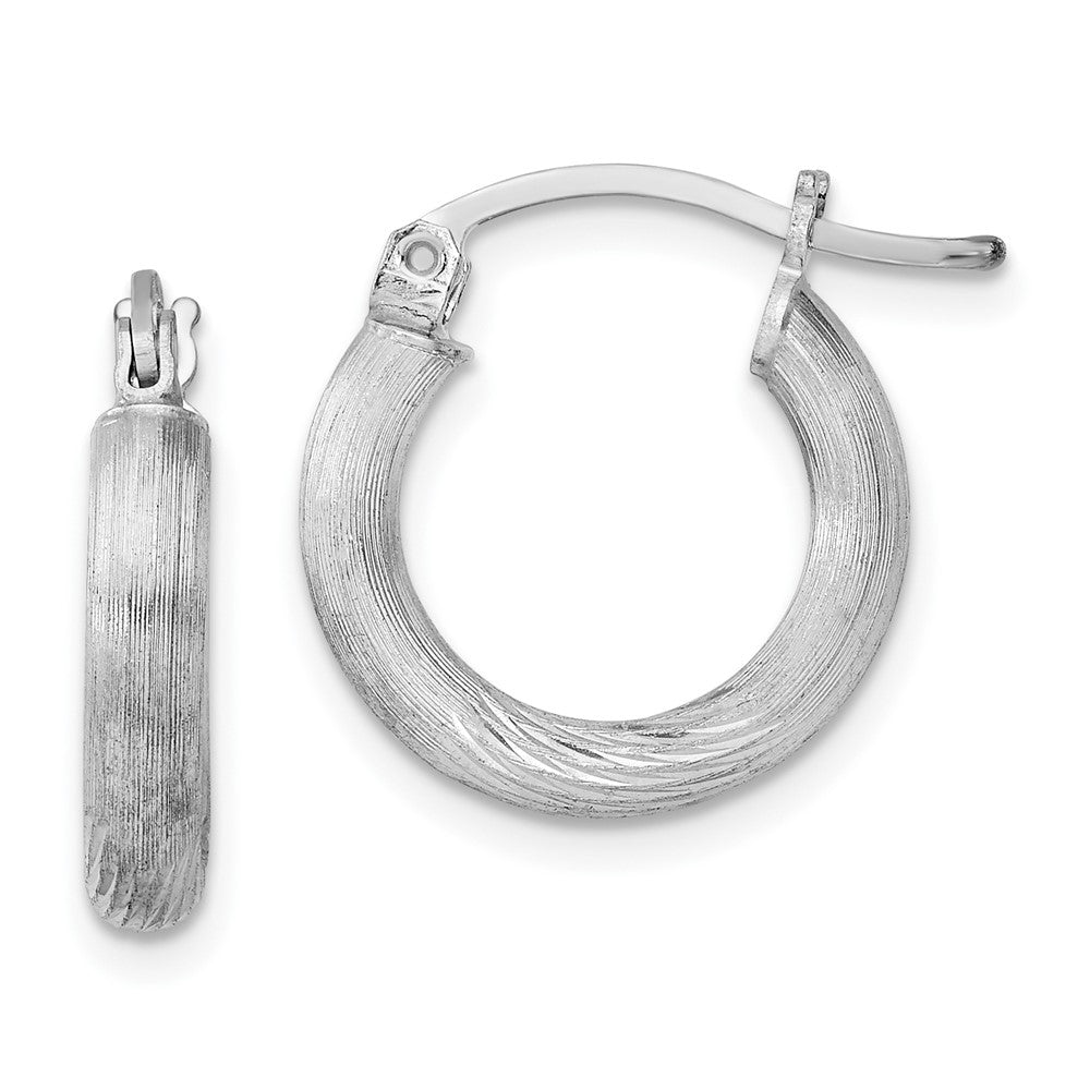 Sterlingsilber Rhodiniert 3mm Poliert/satin Diamantiert Creolen