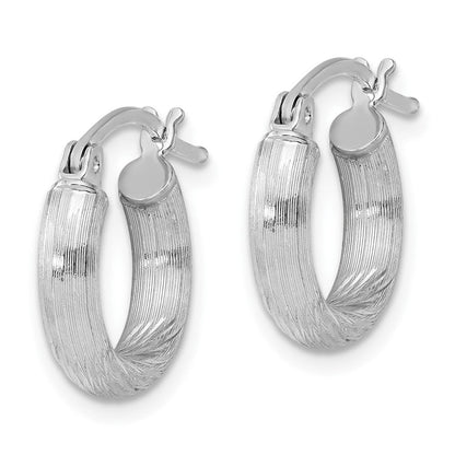 Sterlingsilber Rhodiniert 3mm Poliert/satin Diamantiert Creolen