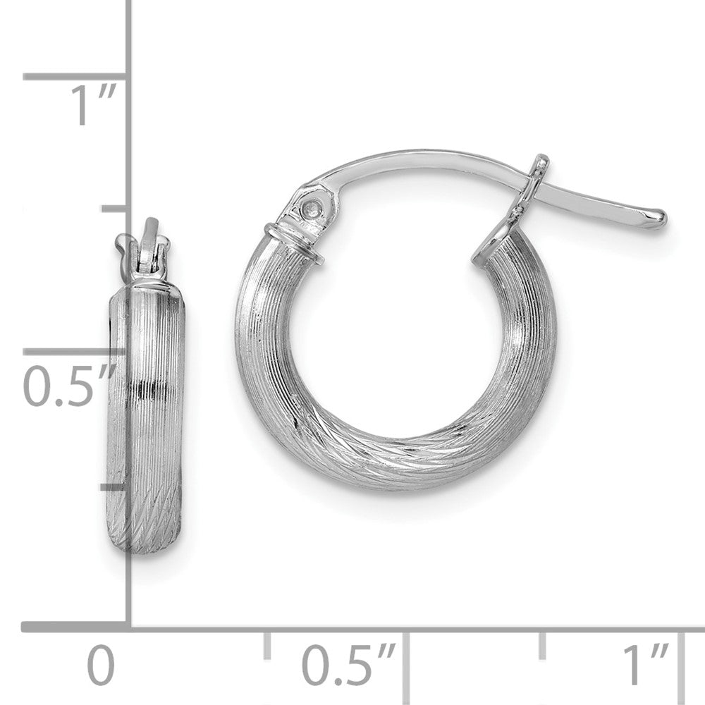 Sterlingsilber Rhodiniert 3mm Poliert/satin Diamantiert Creolen
