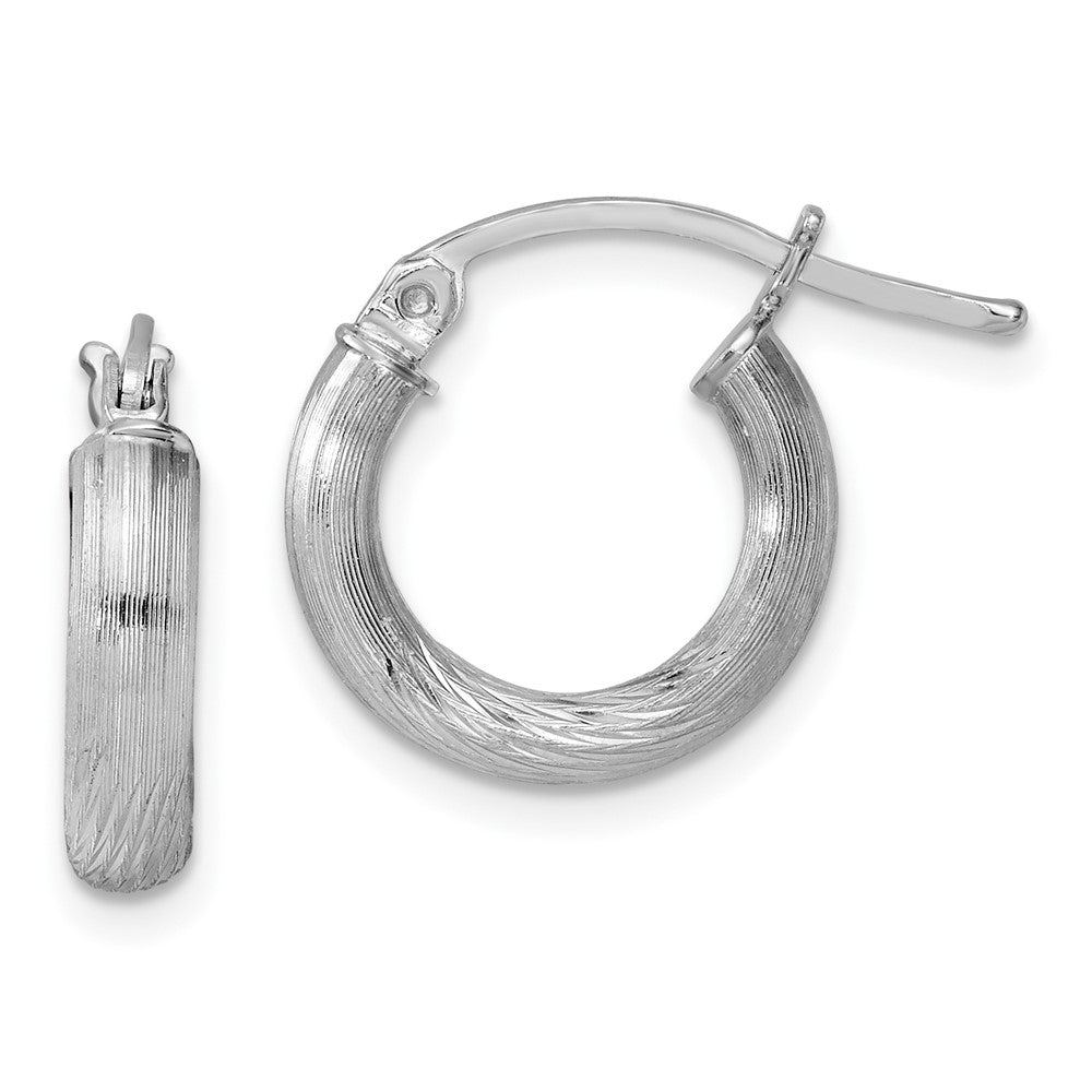 Sterlingsilber Rhodiniert 3mm Poliert/satin Diamantiert Creolen