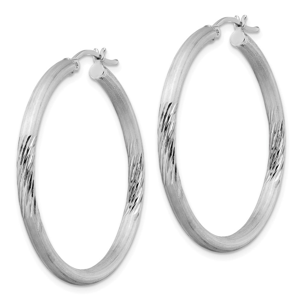 Sterlingsilber Rhodiniert 3mm Poliert/satin Diamantiert Creolen