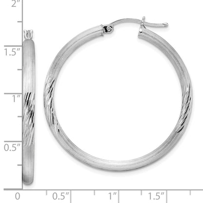 Sterlingsilber Rhodiniert 3mm Poliert/satin Diamantiert Creolen