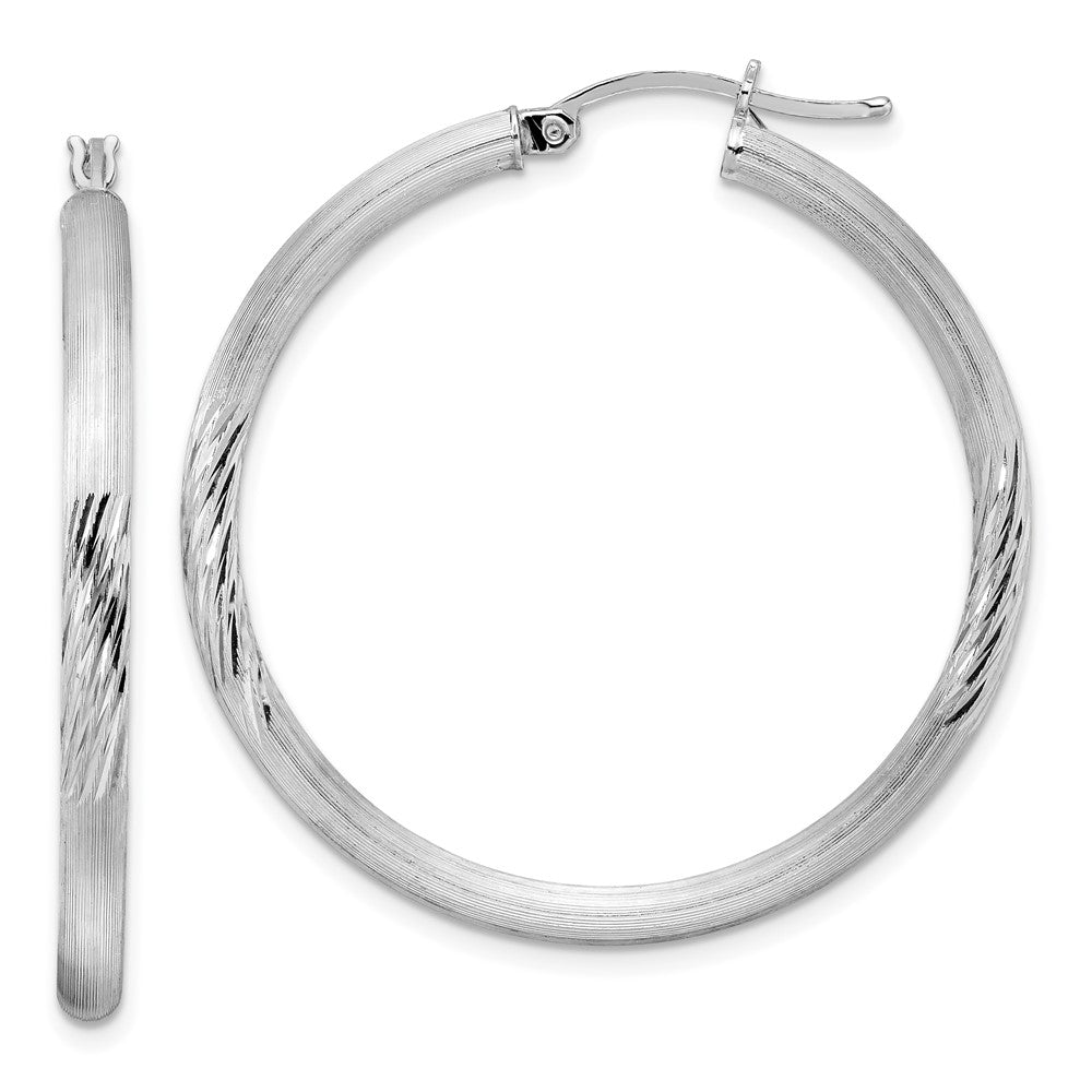 Sterlingsilber Rhodiniert 3mm Poliert/satin Diamantiert Creolen