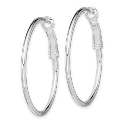 Sterlingsilber Rhodiniert 1.8mm Omega Rückseite Rund Creolen