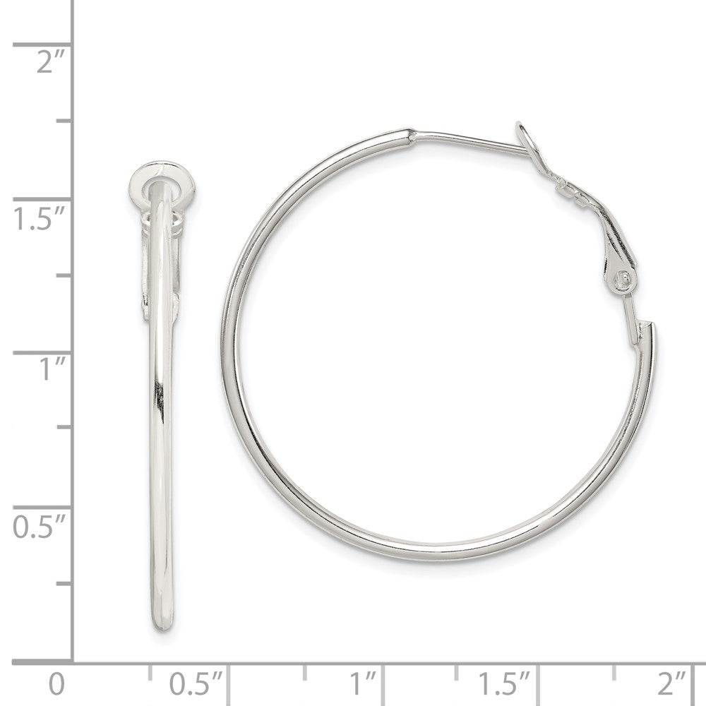 Sterlingsilber Rhodiniert 1.8mm Omega Rückseite Rund Creolen
