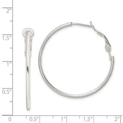 Sterlingsilber Rhodiniert 1.8mm Omega Rückseite Rund Creolen