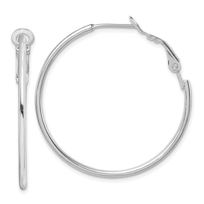 Sterlingsilber Rhodiniert 1.8mm Omega Rückseite Rund Creolen