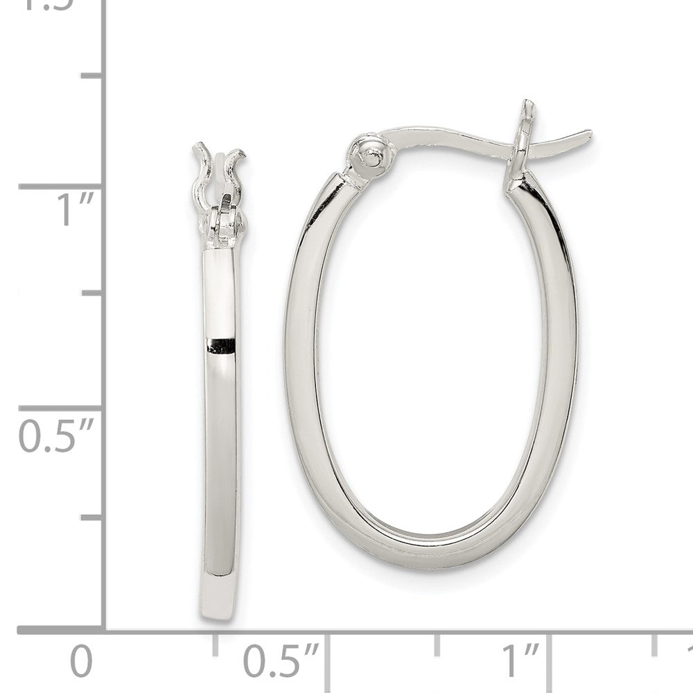 Sterlingsilber 2.00mm Quadratisch Röhre Oval Creolen