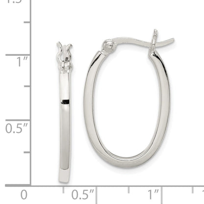 Sterlingsilber 2.00mm Quadratisch Röhre Oval Creolen