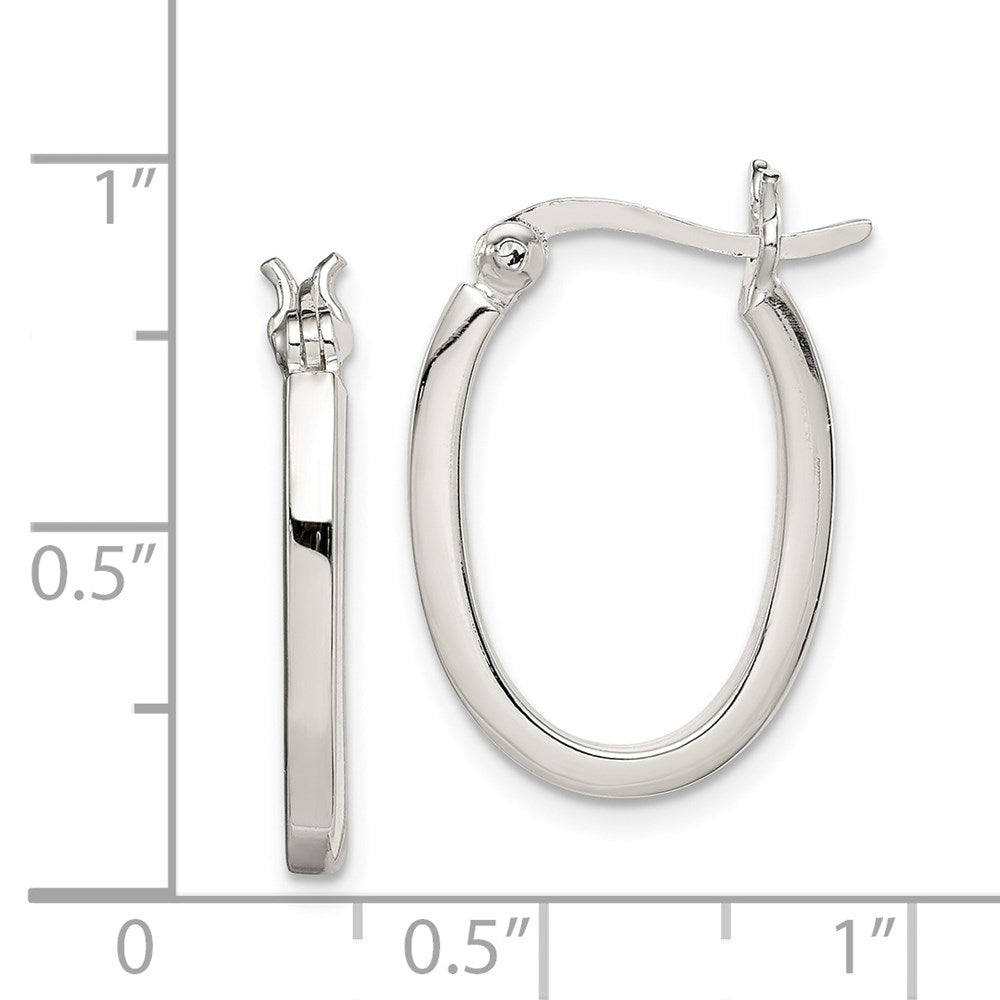 Sterlingsilber 2.00mm Quadratisch Röhre Oval Creolen