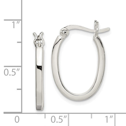 Sterlingsilber 2.00mm Quadratisch Röhre Oval Creolen