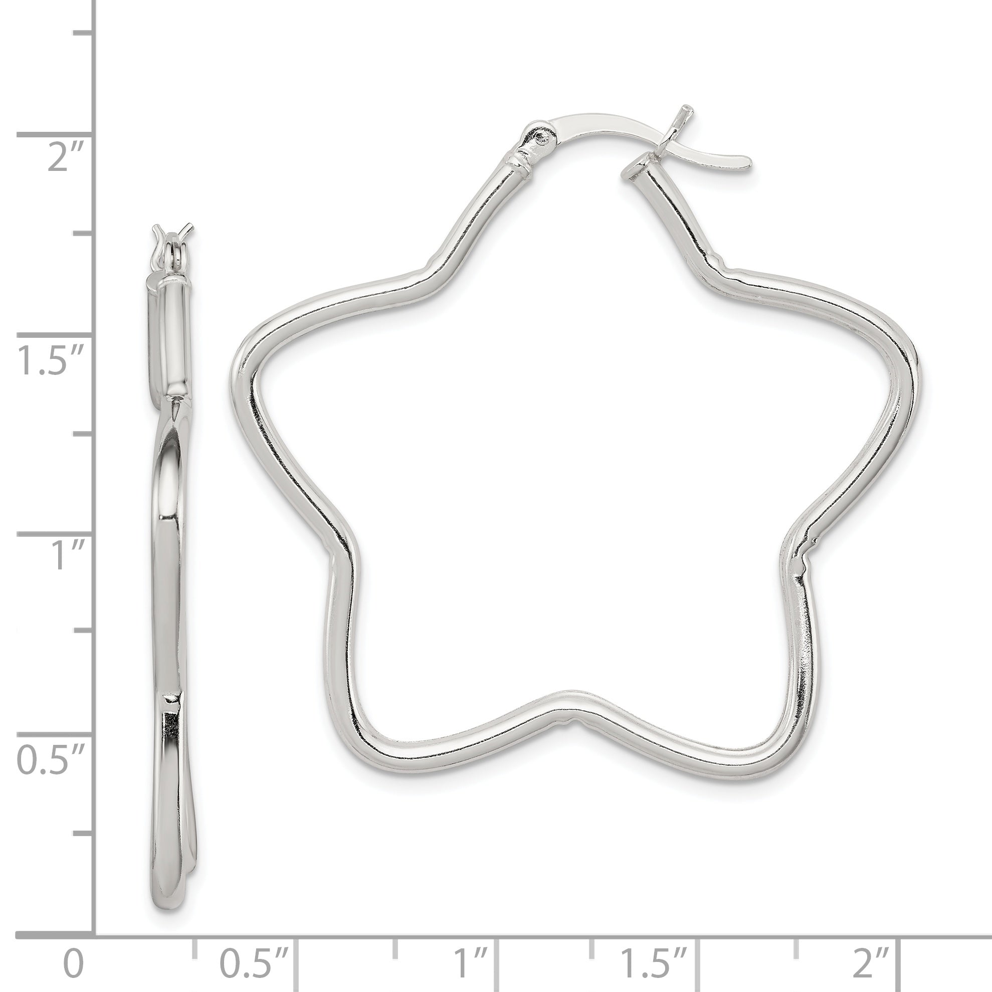 Sterlingsilber Rhodiniert 2mm Stern Creolen