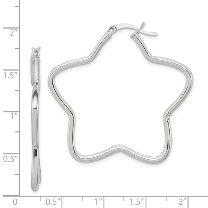 Sterlingsilber Rhodiniert 2mm Stern Creolen