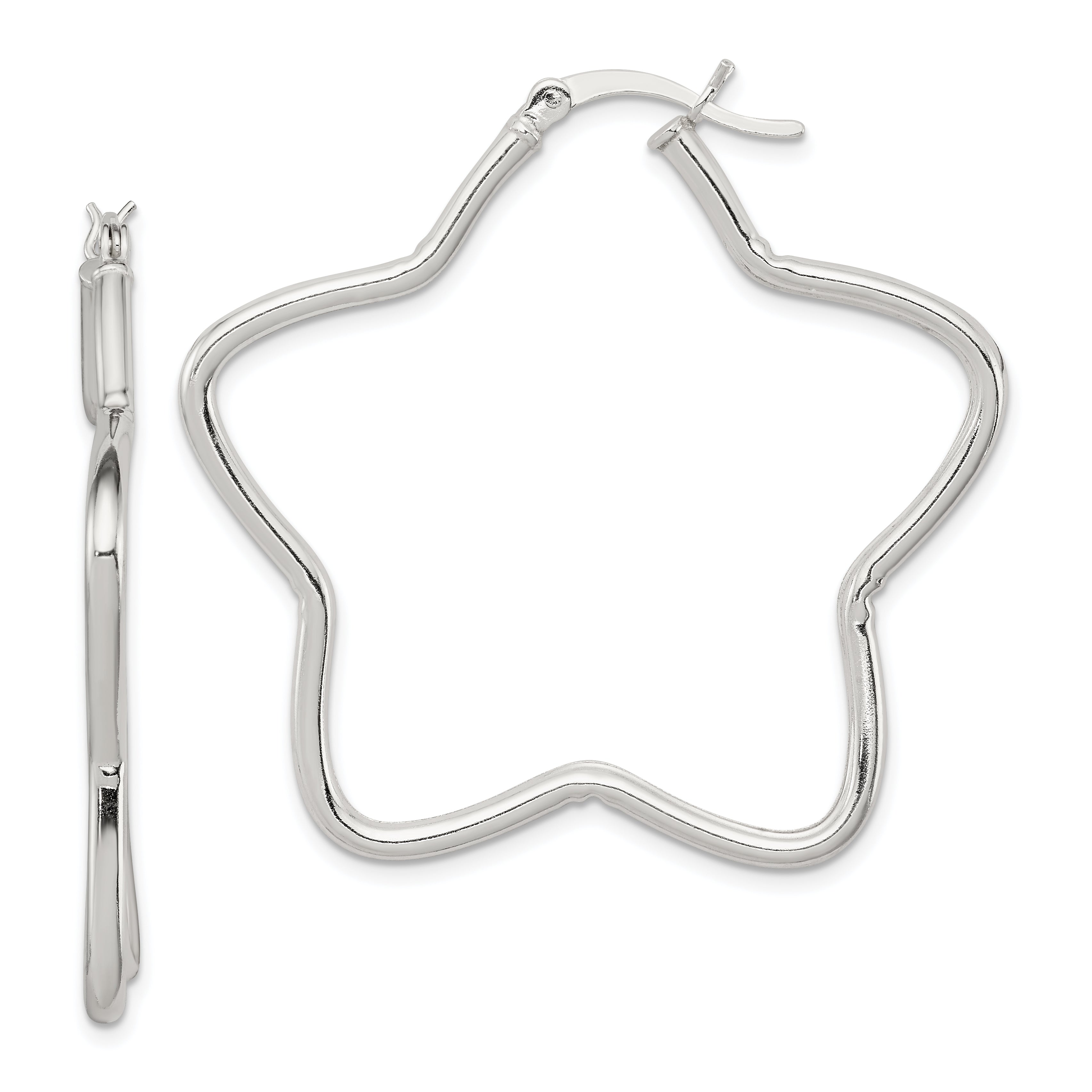 Sterlingsilber Rhodiniert 2mm Stern Creolen