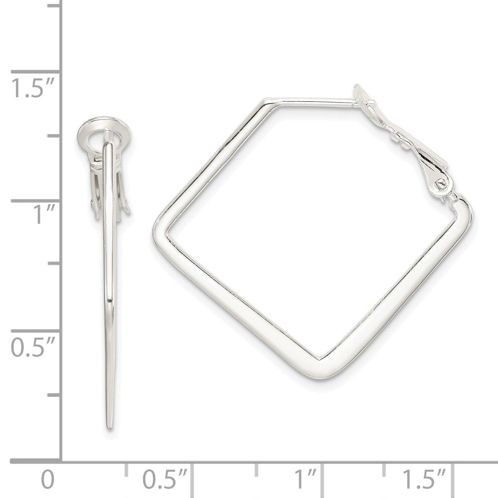 Sterlingsilber Rhodiniert Quadratisch Creolen
