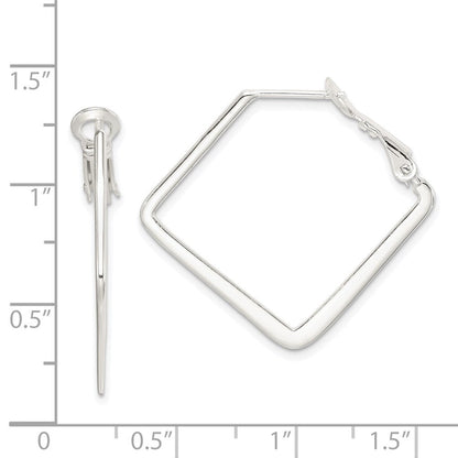 Sterlingsilber Rhodiniert Quadratisch Creolen