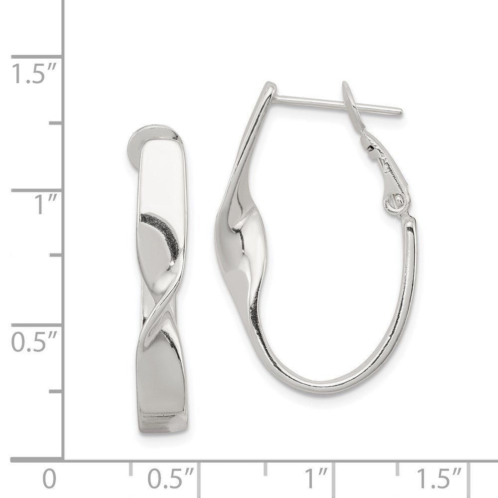 Sterlingsilber Rhodiniert Gedreht Oval Omega Rückseite Creolen