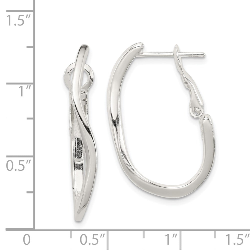 Sterlingsilber Poliert Gewellt Omega Rückseite Oval Creolen