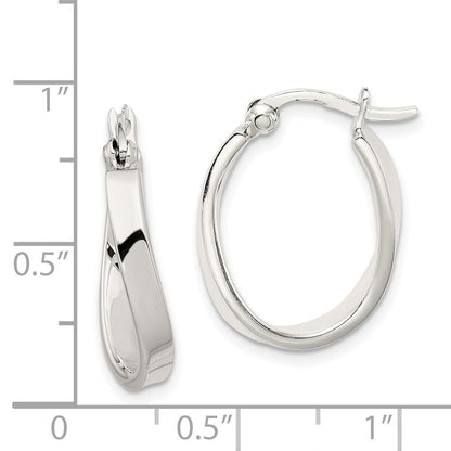 Sterlingsilber Poliert & Gedreht Oval Creolen