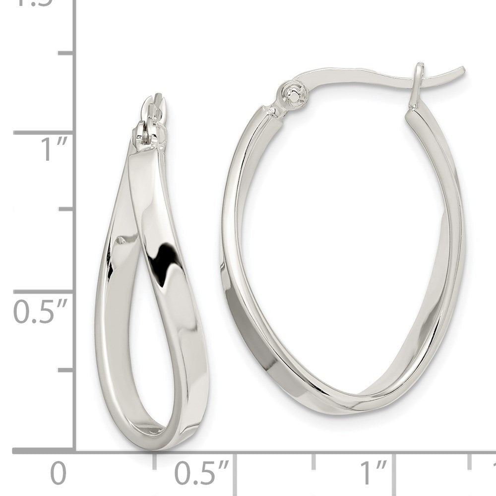 Sterlingsilber Poliert & Gedreht Oval Creolen