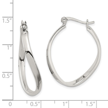 Sterlingsilber Poliert & Gedreht Oval Creolen