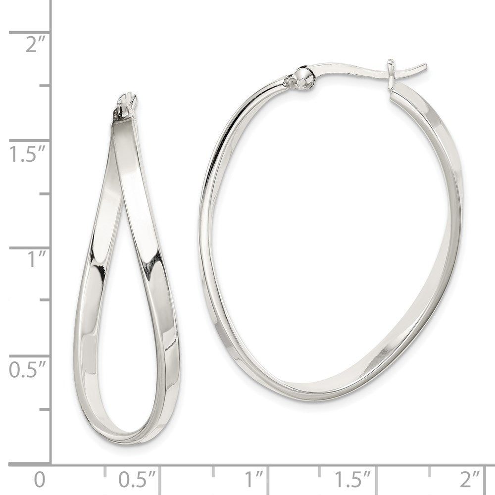 Sterlingsilber Poliert & Gedreht Oval Creolen