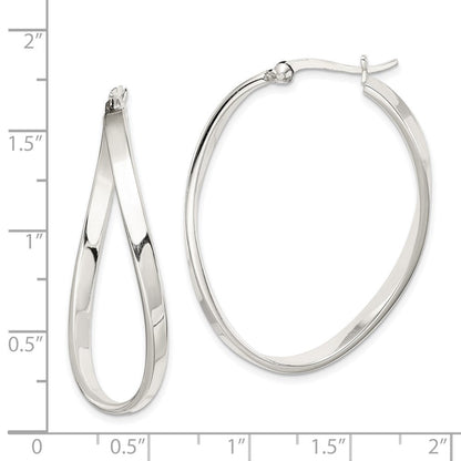 Sterlingsilber Poliert & Gedreht Oval Creolen