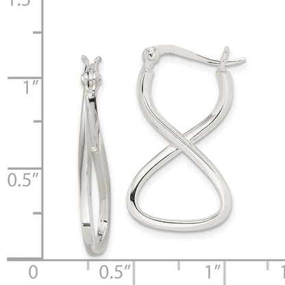 Sterlingsilber Poliert & Gedreht Oval Creolen