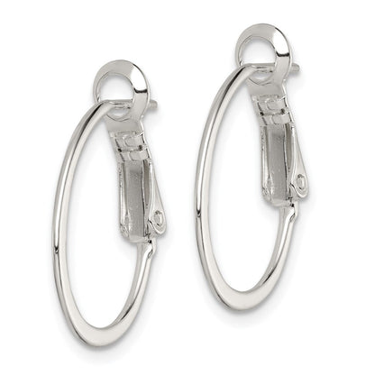 Sterlingsilber Rhodiniert 1.5mm Oval Omega Rückseite Creolen