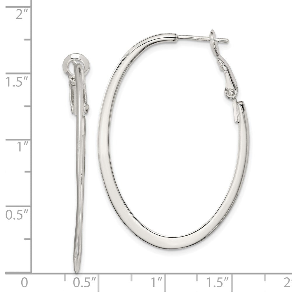 Sterlingsilber Rhodiniert 1.5mm Oval Omega Rückseite Creolen