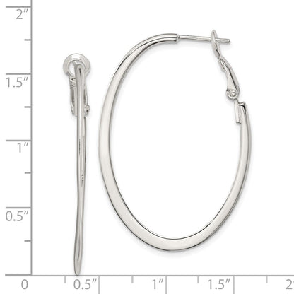 Sterlingsilber Rhodiniert 1.5mm Oval Omega Rückseite Creolen