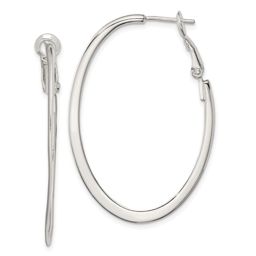 Sterlingsilber Rhodiniert 1.5mm Oval Omega Rückseite Creolen