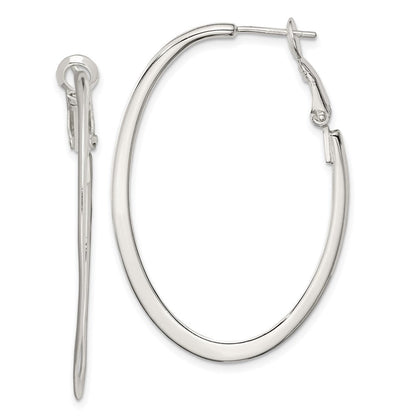 Sterlingsilber Rhodiniert 1.5mm Oval Omega Rückseite Creolen
