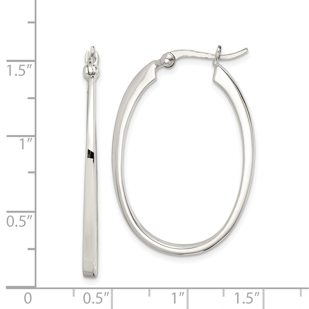 Sterlingsilber Verjüngt 3mm Oval Creolen