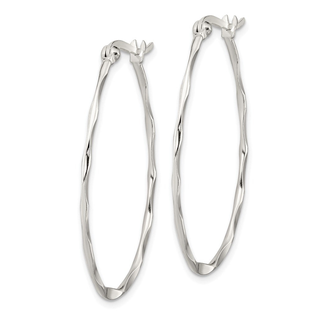 Sterlingsilber Poliert & Gedreht 1.5mm Oval Creolen