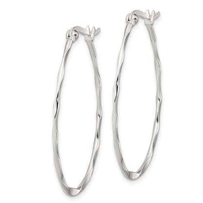Sterlingsilber Poliert & Gedreht 1.5mm Oval Creolen