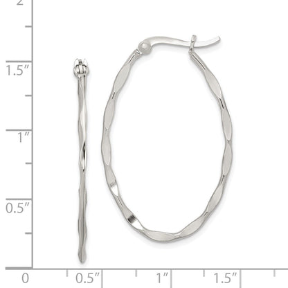 Sterlingsilber Poliert & Gedreht 1.5mm Oval Creolen