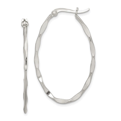 Sterlingsilber Poliert & Gedreht 1.5mm Oval Creolen