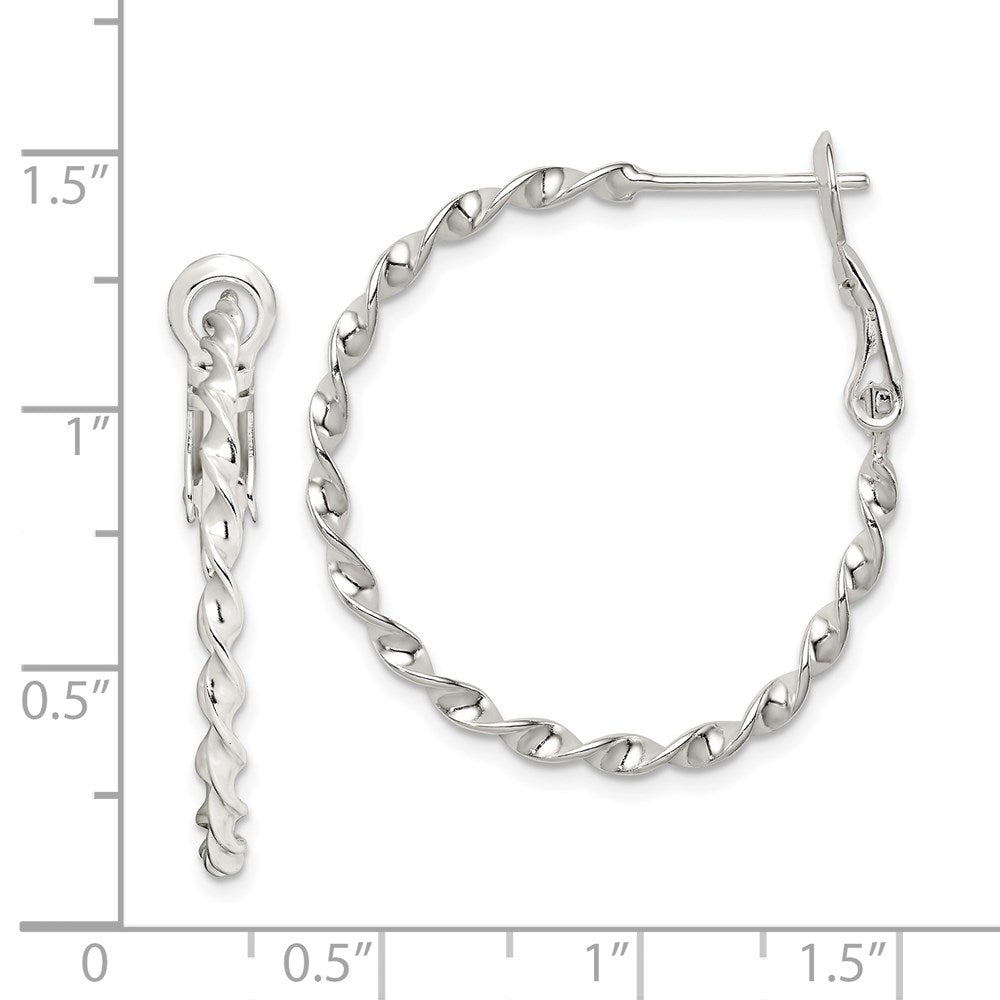 Sterlingsilber Rhodiniert Gedreht Omega Rückseite Creolen