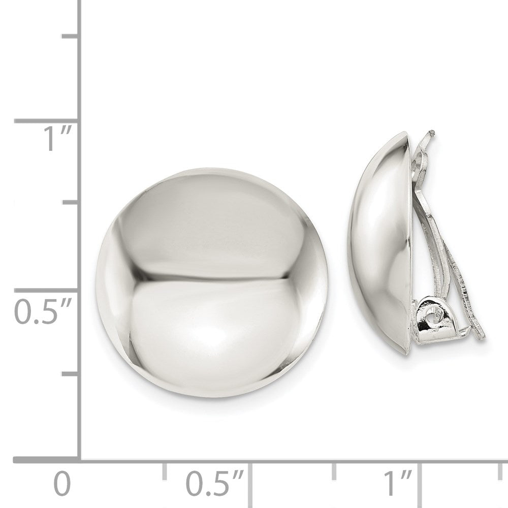 Sterlingsilber Poliert Non-pierced 18mm Kreis Knopf Ohrringe
