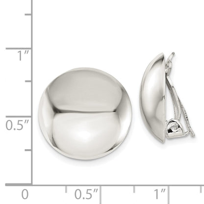 Sterlingsilber Poliert Non-pierced 18mm Kreis Knopf Ohrringe