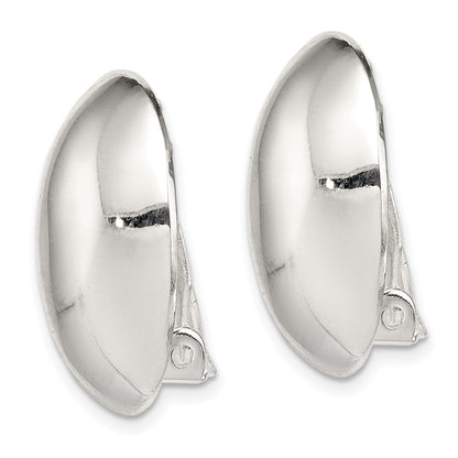 Sterlingsilber Poliert Non-pierced 22x15mm Oval Knopf Ohrringe