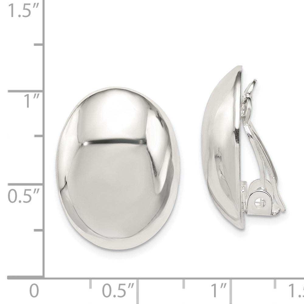 Sterlingsilber Poliert Non-pierced 22x15mm Oval Knopf Ohrringe