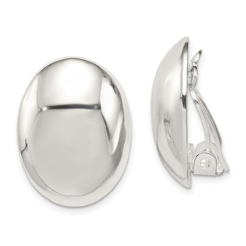 Sterlingsilber Poliert Non-pierced 22x15mm Oval Knopf Ohrringe
