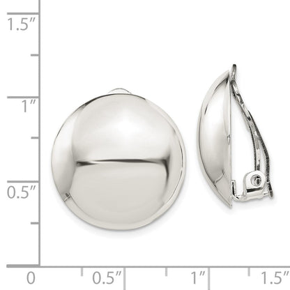 Sterlingsilber Poliert Non-pierced 23mm Kreis Knopf Ohrringe